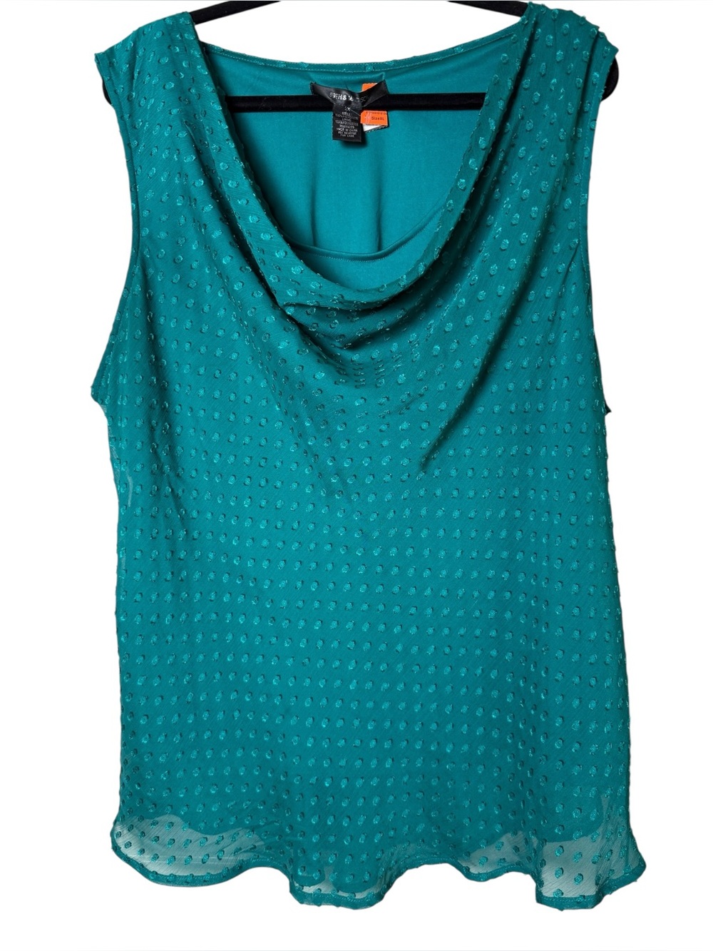 89th & Madison 2X Teal Drape Neck Sleeveless Tank